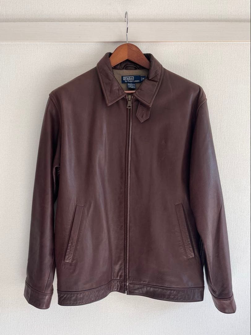 90s ポロバイラルフローレン 本革 スウィングトップ ブラウン ポニー刺繍